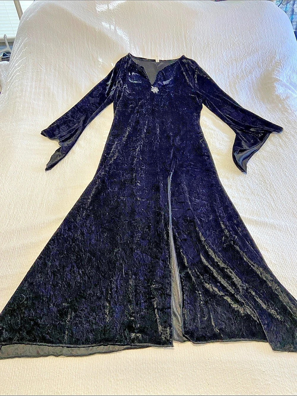 Halloween Witch Black Velvet Maxi Dress